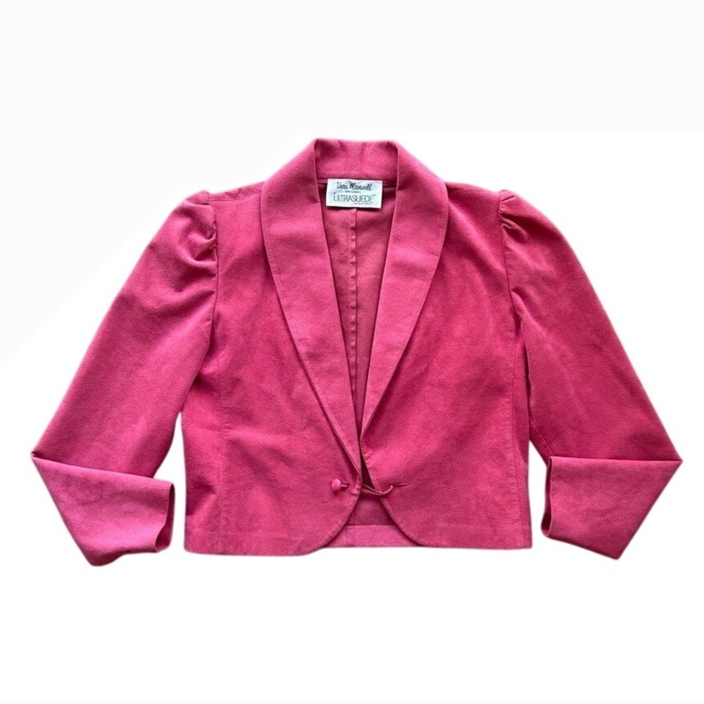Vintage 60s Vera Maxwell‎ bubblegum Pink Suede Cropped Blazer officesiren